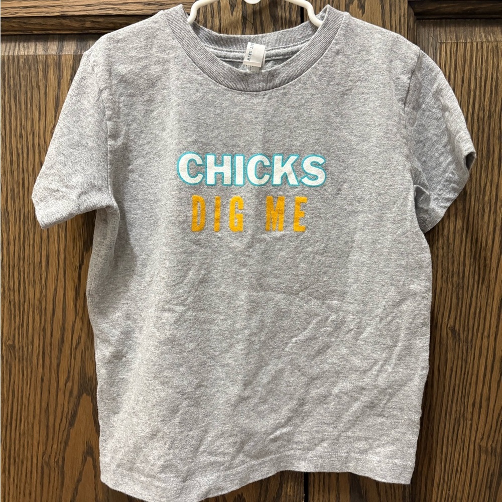Gray Kids Shirt with Colorful Text